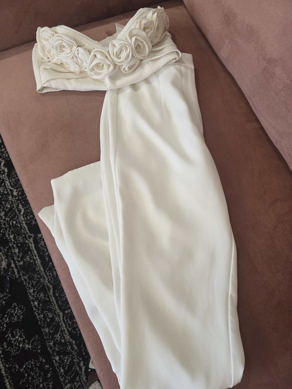 Meshki Ivory Wide-Leg 2 Pc Set with Rosette Bodice